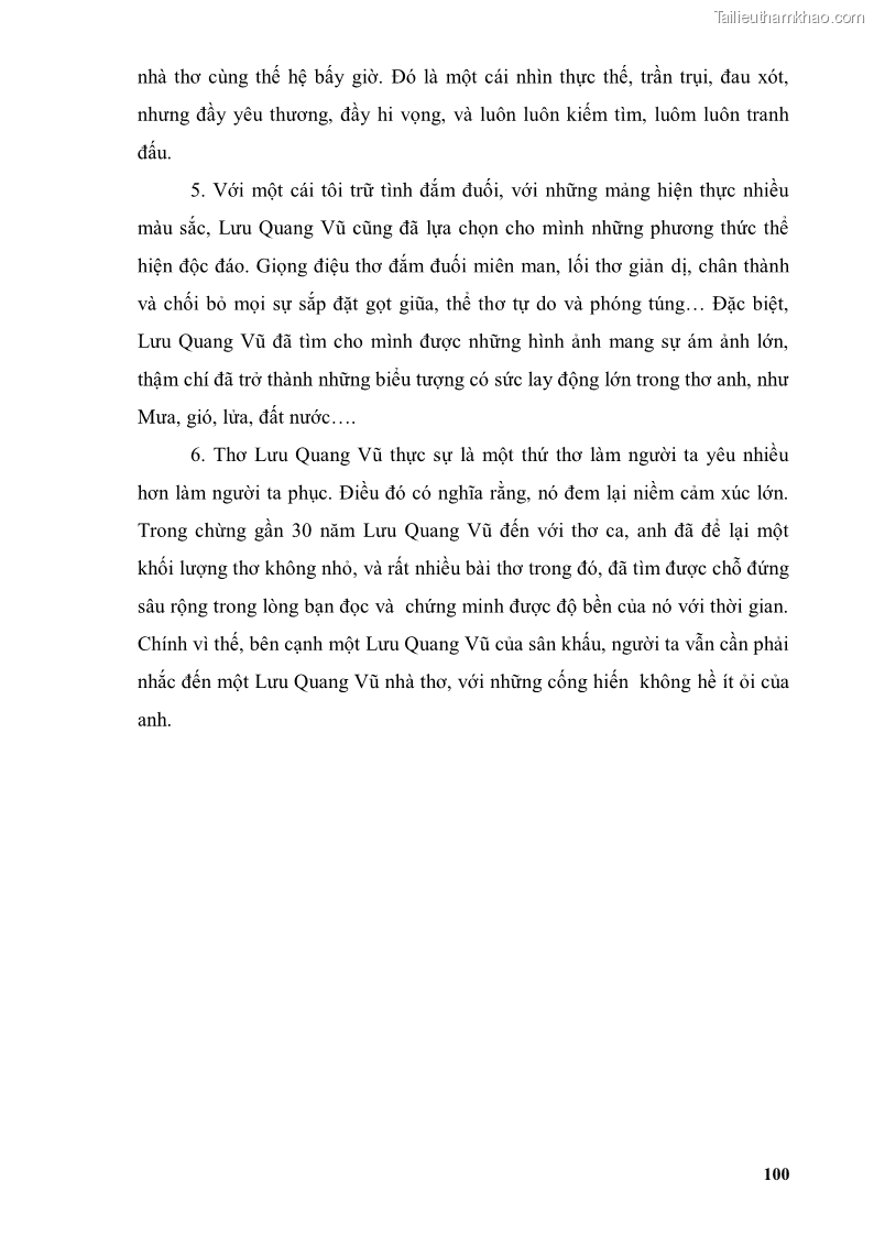 Luận văn thạc sĩ văn học Phong cách thơ Lưu Quang Vũ - 9 Trang 104