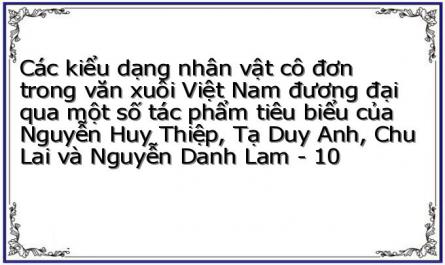 Các kiểu dạng nhân vật cô đơn trong văn xuôi Việt Nam đương đại qua một số tác phẩm tiêu biểu của Nguyễn Huy Thiệp, Tạ Duy Anh, Chu Lai và Nguyễn Danh Lam - 10