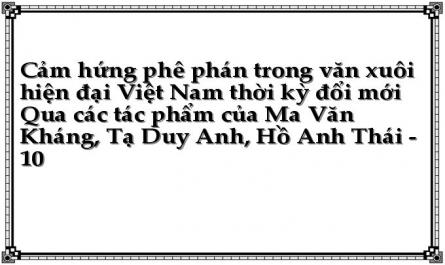 Cảm hứng phê phán trong văn xuôi hiện đại Việt Nam thời kỳ đổi mới Qua các tác phẩm của Ma Văn Kháng, Tạ Duy Anh, Hồ Anh Thái - 10