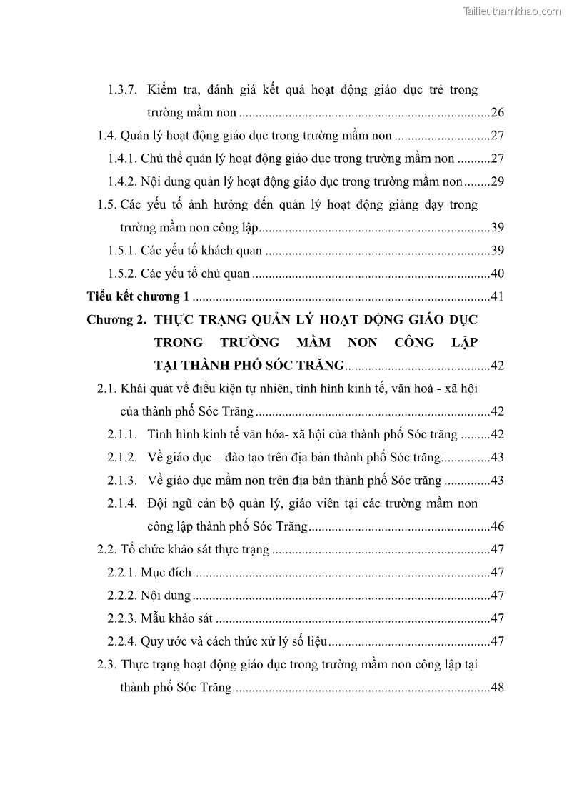 Luận văn thạc sĩ khoa học giáo dục Quản lý hoạt động giáo dục trong trường mầm non tại thành phố Sóc Trăng - 1 Trang 6