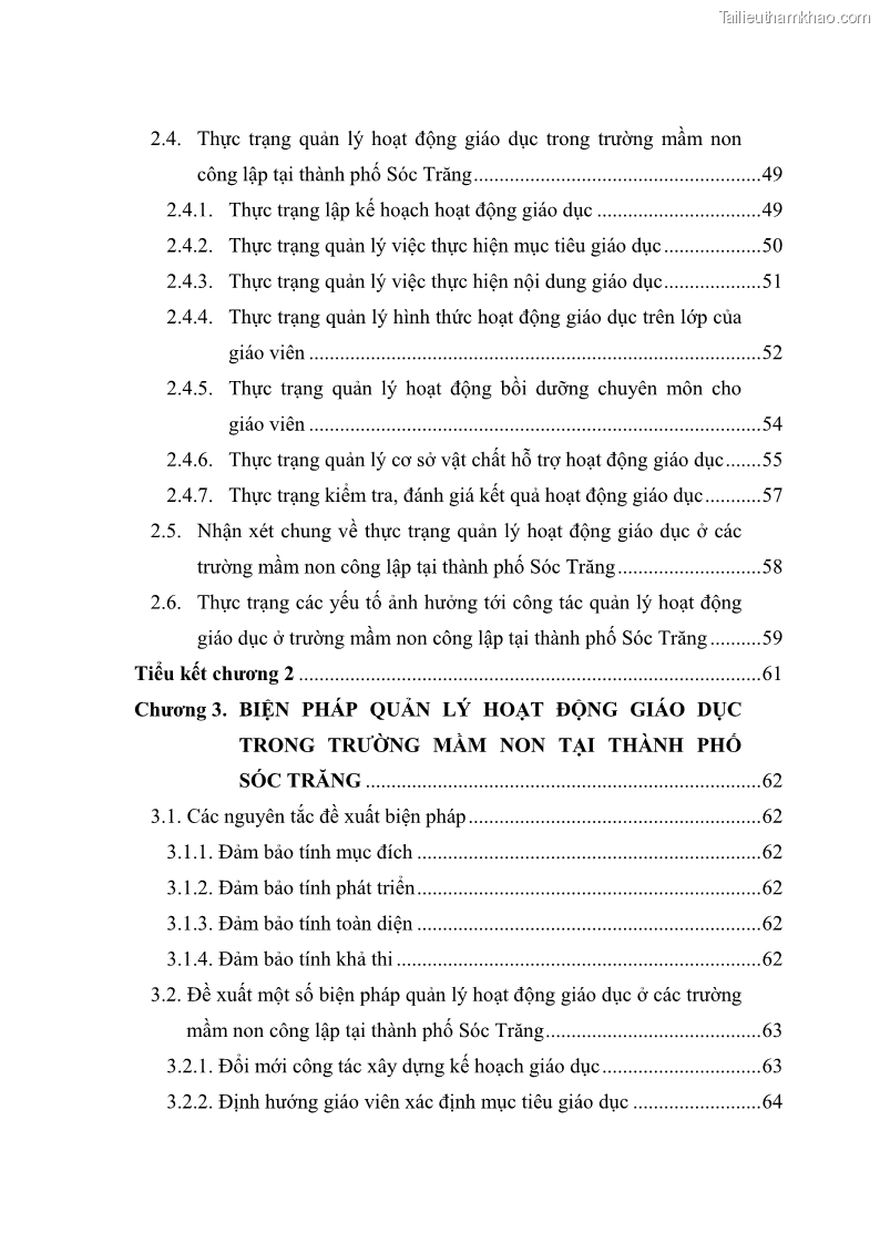 Luận văn thạc sĩ khoa học giáo dục Quản lý hoạt động giáo dục trong trường mầm non tại thành phố Sóc Trăng - 1 Trang 7
