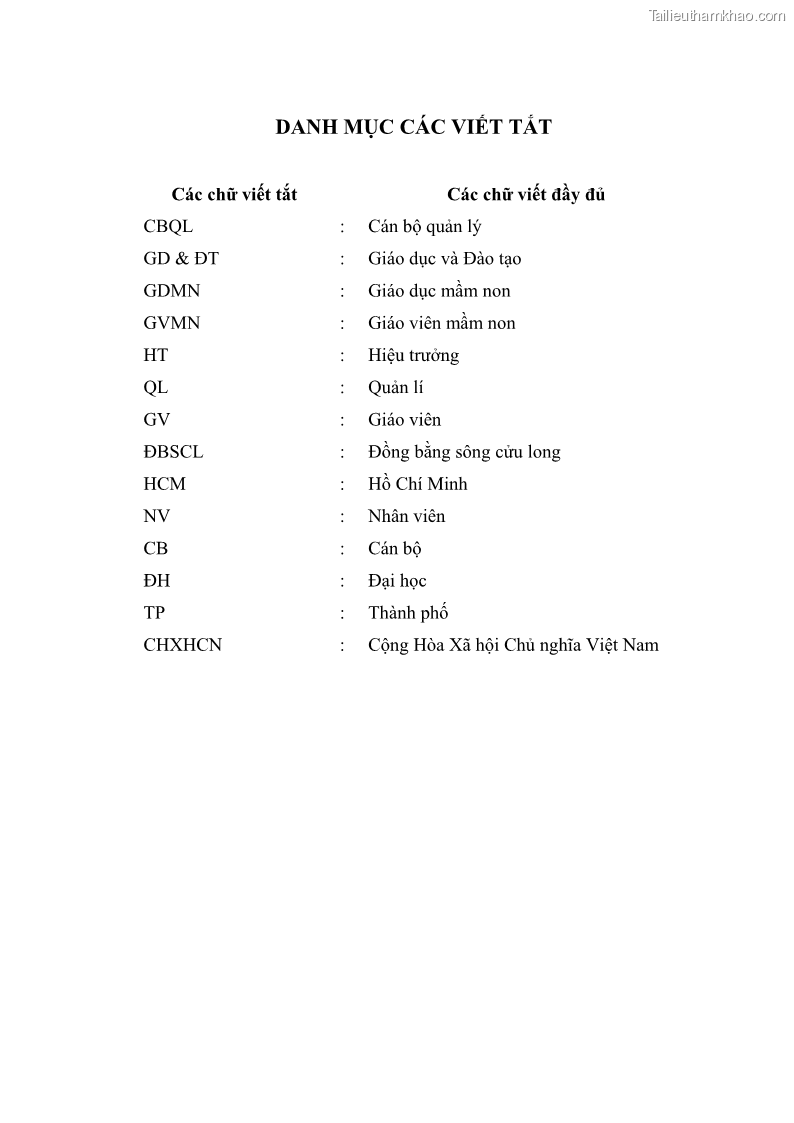 Luận văn thạc sĩ khoa học giáo dục Quản lý hoạt động giáo dục trong trường mầm non tại thành phố Sóc Trăng - 1 Trang 9