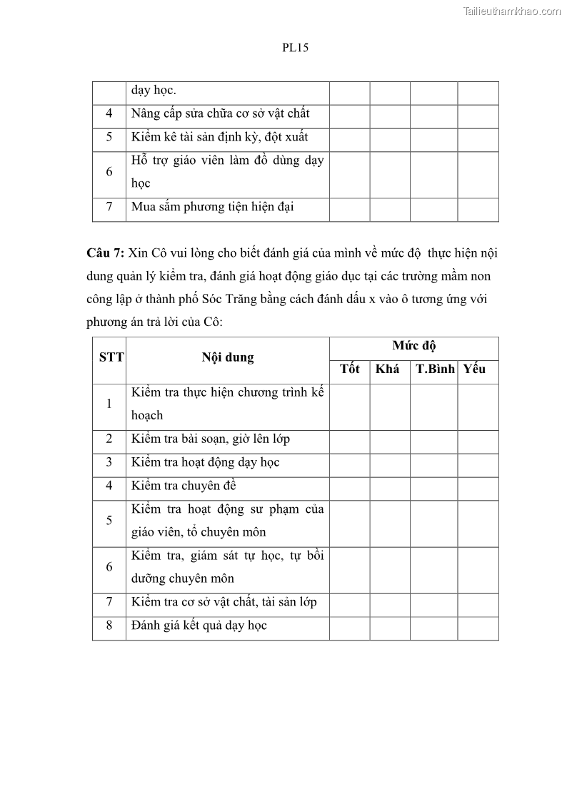 Luận văn thạc sĩ khoa học giáo dục Quản lý hoạt động giáo dục trong trường mầm non tại thành phố Sóc Trăng - 10 Trang 109