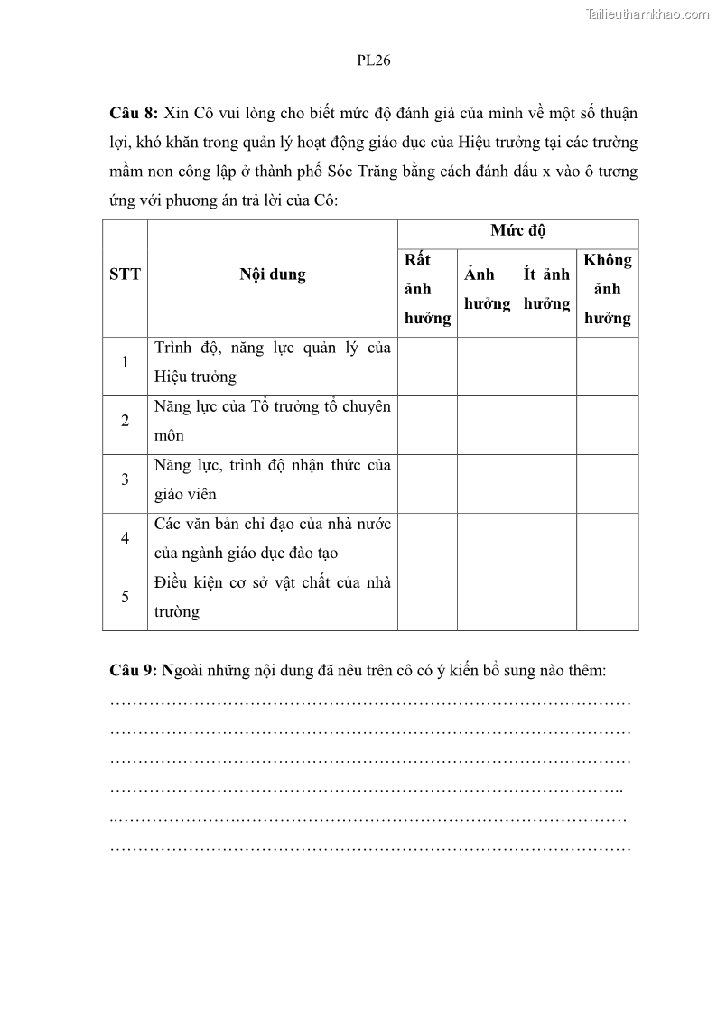 Luận văn thạc sĩ khoa học giáo dục Quản lý hoạt động giáo dục trong trường mầm non tại thành phố Sóc Trăng - 10 Trang 120
