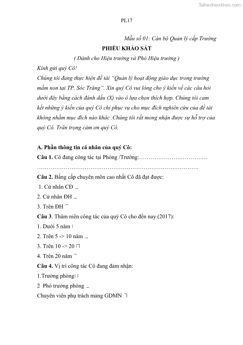 Luận văn thạc sĩ khoa học giáo dục Quản lý hoạt động giáo dục trong trường mầm non tại thành phố Sóc Trăng - 10 Trang 111