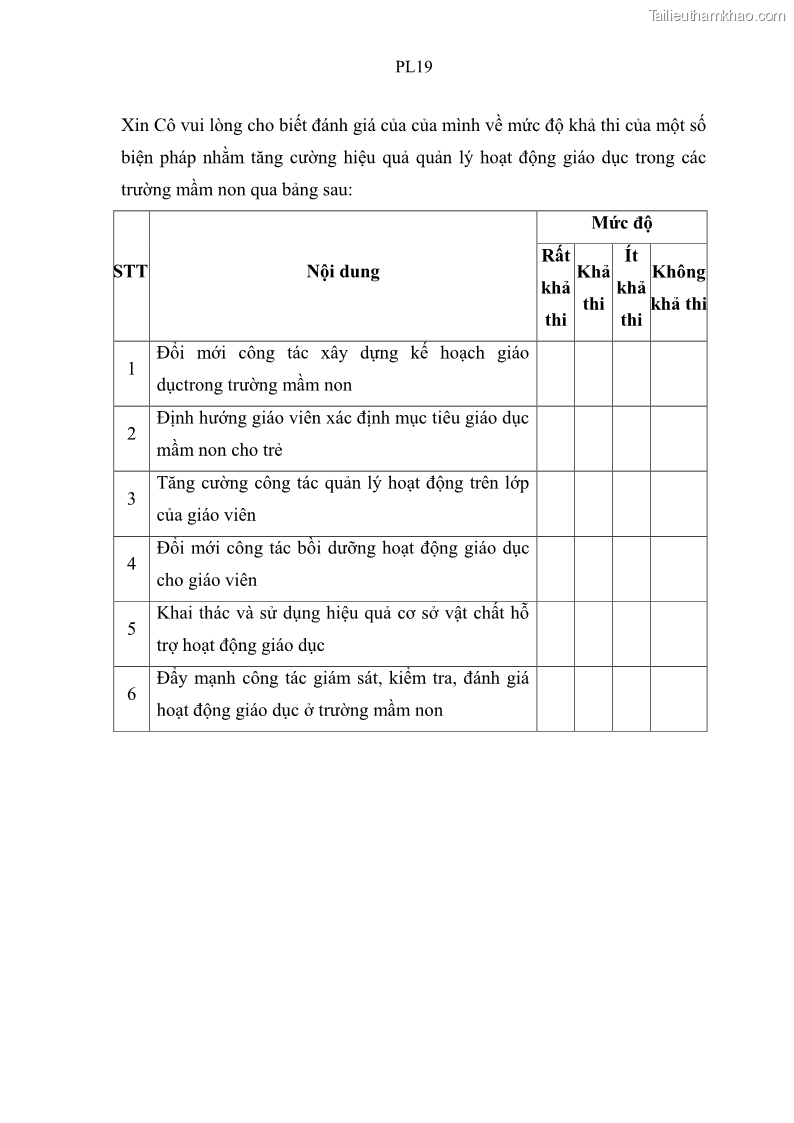 Luận văn thạc sĩ khoa học giáo dục Quản lý hoạt động giáo dục trong trường mầm non tại thành phố Sóc Trăng - 10 Trang 113