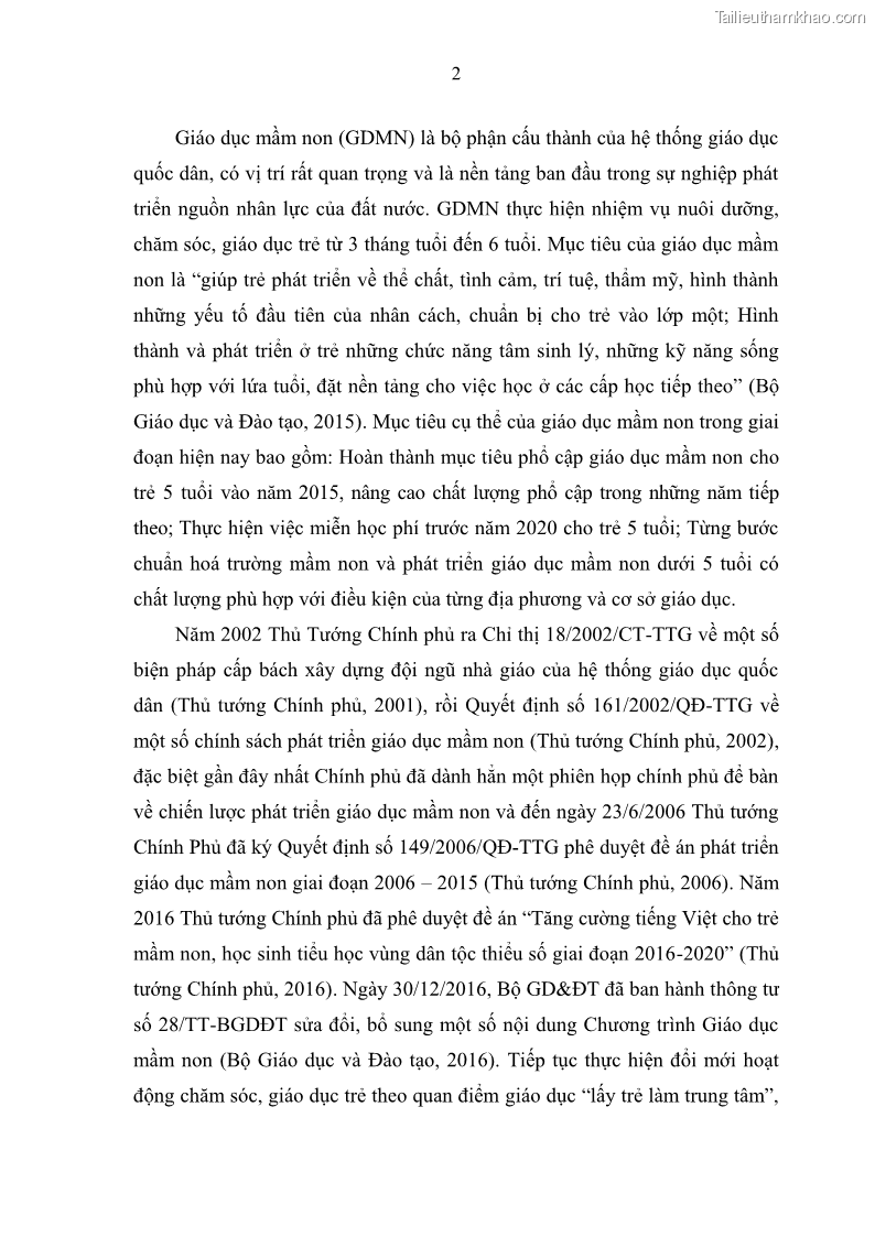 Luận văn thạc sĩ khoa học giáo dục Quản lý hoạt động giáo dục trong trường mầm non tại thành phố Sóc Trăng - 2 Trang 13