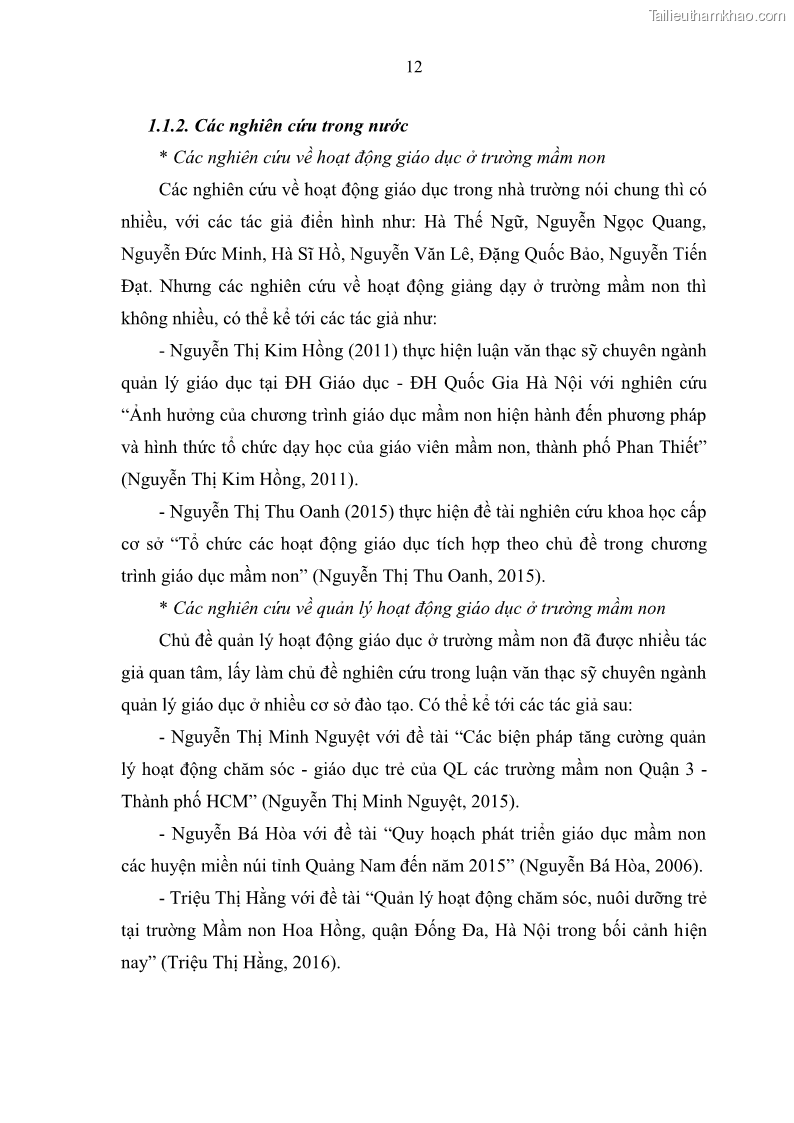 Luận văn thạc sĩ khoa học giáo dục Quản lý hoạt động giáo dục trong trường mầm non tại thành phố Sóc Trăng - 2 Trang 23