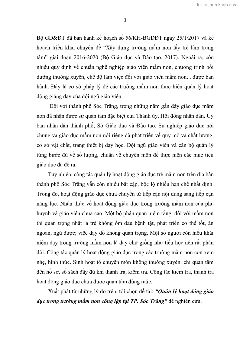 Luận văn thạc sĩ khoa học giáo dục Quản lý hoạt động giáo dục trong trường mầm non tại thành phố Sóc Trăng - 2 Trang 14