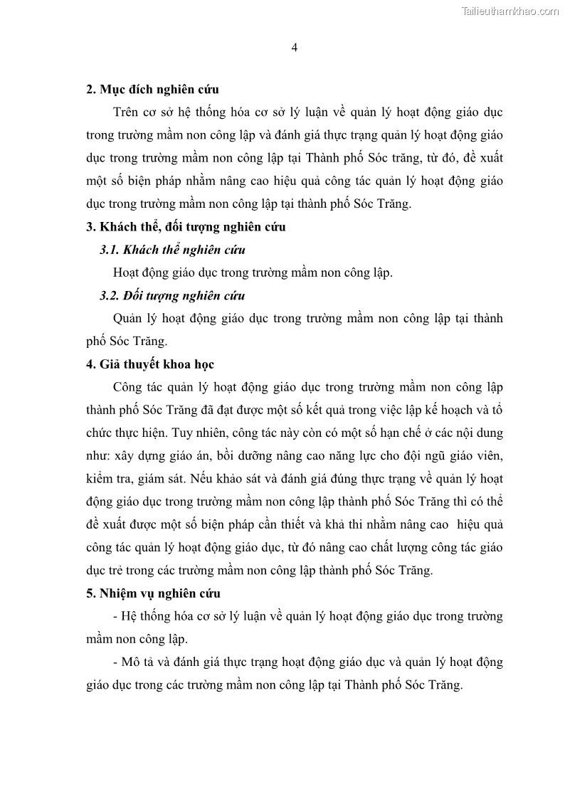 Luận văn thạc sĩ khoa học giáo dục Quản lý hoạt động giáo dục trong trường mầm non tại thành phố Sóc Trăng - 2 Trang 15