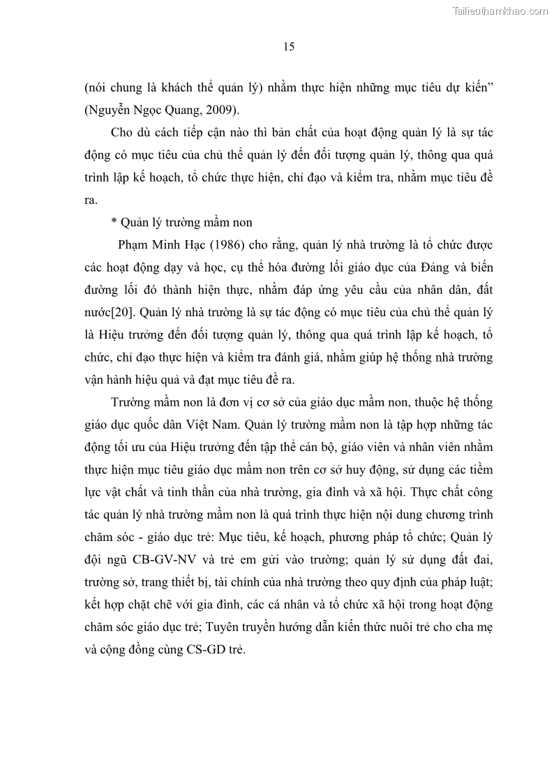 Luận văn thạc sĩ khoa học giáo dục Quản lý hoạt động giáo dục trong trường mầm non tại thành phố Sóc Trăng - 3 Trang 26