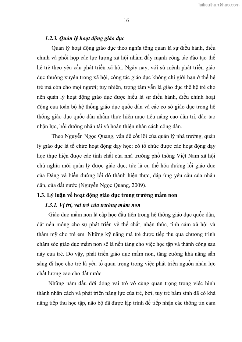 Luận văn thạc sĩ khoa học giáo dục Quản lý hoạt động giáo dục trong trường mầm non tại thành phố Sóc Trăng - 3 Trang 27