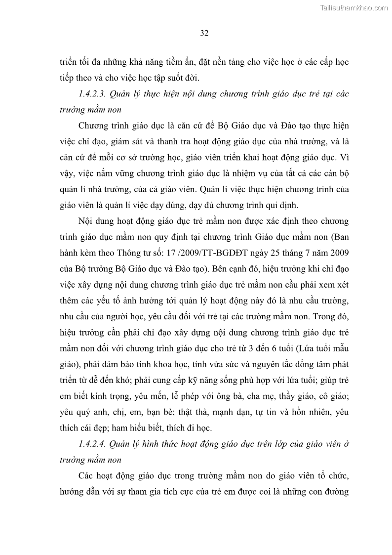 Luận văn thạc sĩ khoa học giáo dục Quản lý hoạt động giáo dục trong trường mầm non tại thành phố Sóc Trăng - 4 Trang 43