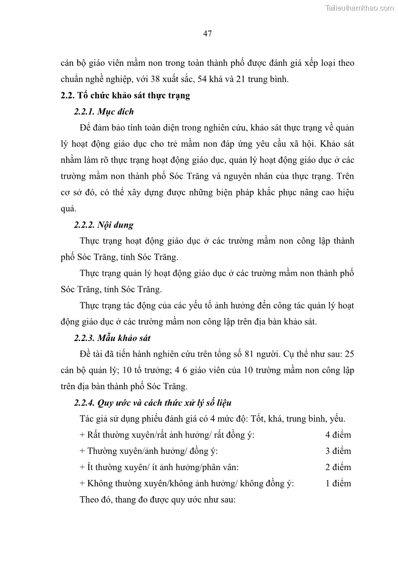 Luận văn thạc sĩ khoa học giáo dục Quản lý hoạt động giáo dục trong trường mầm non tại thành phố Sóc Trăng - 5 Trang 58