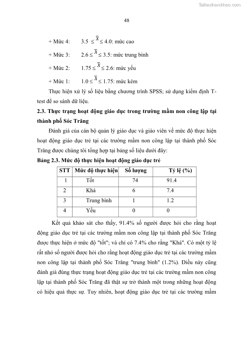 Luận văn thạc sĩ khoa học giáo dục Quản lý hoạt động giáo dục trong trường mầm non tại thành phố Sóc Trăng - 5 Trang 59