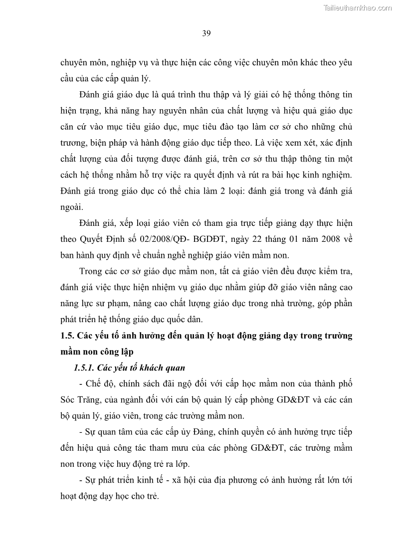 Luận văn thạc sĩ khoa học giáo dục Quản lý hoạt động giáo dục trong trường mầm non tại thành phố Sóc Trăng - 5 Trang 50