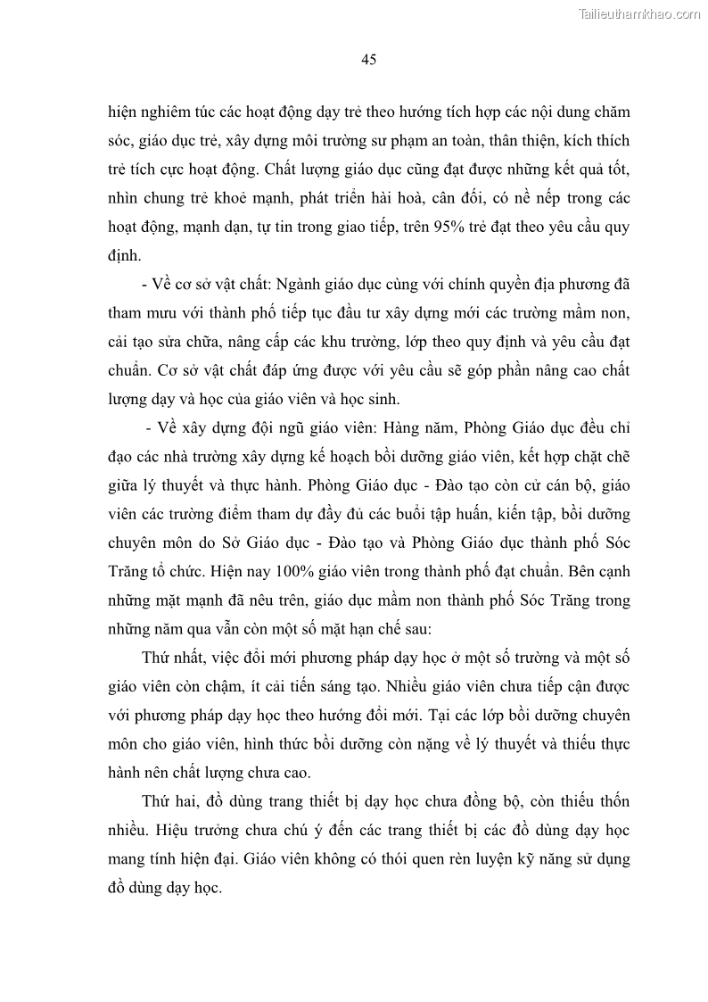 Luận văn thạc sĩ khoa học giáo dục Quản lý hoạt động giáo dục trong trường mầm non tại thành phố Sóc Trăng - 5 Trang 56
