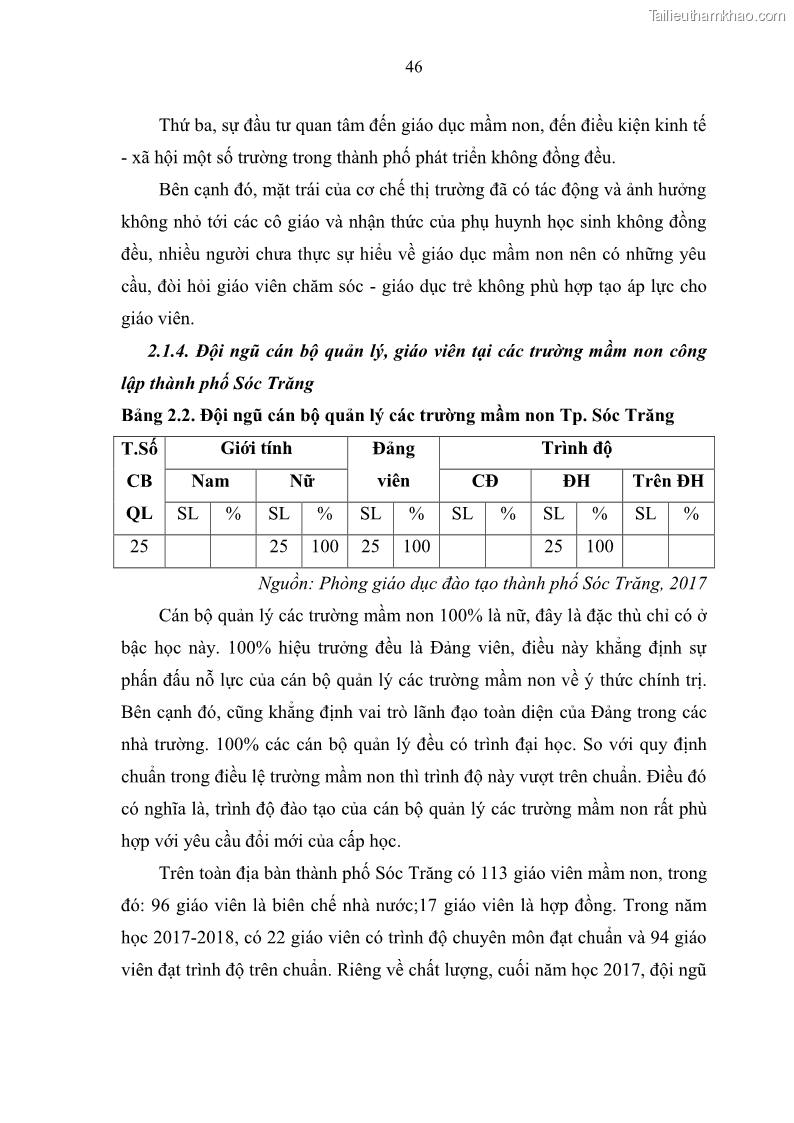 Luận văn thạc sĩ khoa học giáo dục Quản lý hoạt động giáo dục trong trường mầm non tại thành phố Sóc Trăng - 5 Trang 57
