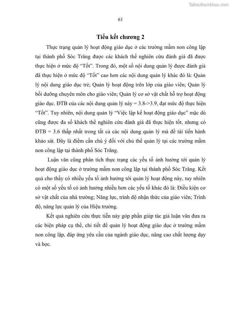 Luận văn thạc sĩ khoa học giáo dục Quản lý hoạt động giáo dục trong trường mầm non tại thành phố Sóc Trăng - 6 Trang 72
