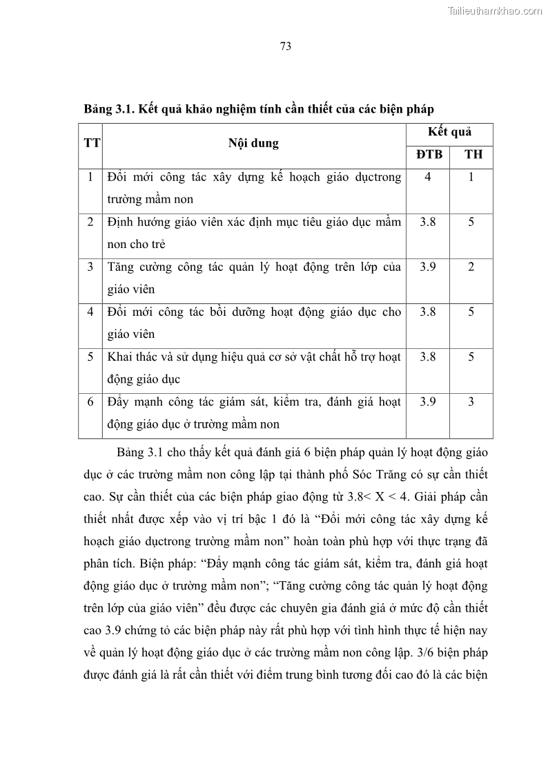Luận văn thạc sĩ khoa học giáo dục Quản lý hoạt động giáo dục trong trường mầm non tại thành phố Sóc Trăng - 7 Trang 84