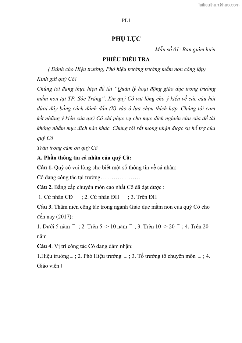 Luận văn thạc sĩ khoa học giáo dục Quản lý hoạt động giáo dục trong trường mầm non tại thành phố Sóc Trăng - 8 Trang 95