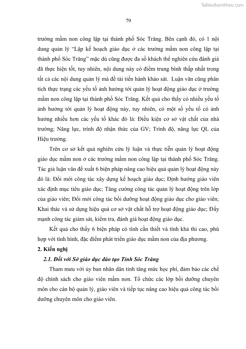 Luận văn thạc sĩ khoa học giáo dục Quản lý hoạt động giáo dục trong trường mầm non tại thành phố Sóc Trăng - 8 Trang 90