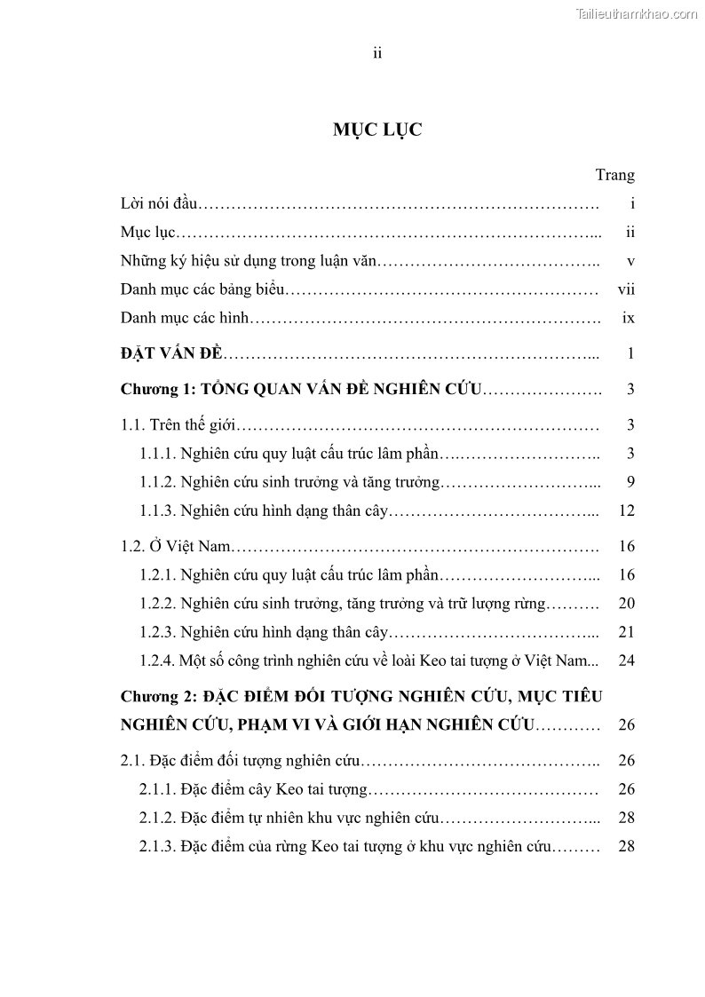 Luận văn thạc sĩ khoa học lâm nghiệp Xây dựng các mô hình cấu trúc, sinh trưởng và hình dạng thân cây làm cơ sở đề xuất các phương pháp xác định trữ lượng, sản lượng cho lâm phần keo tai tượng Acacia mangium tại khu vực Hàm Yên – Tuyên Quang - 1 Trang 4