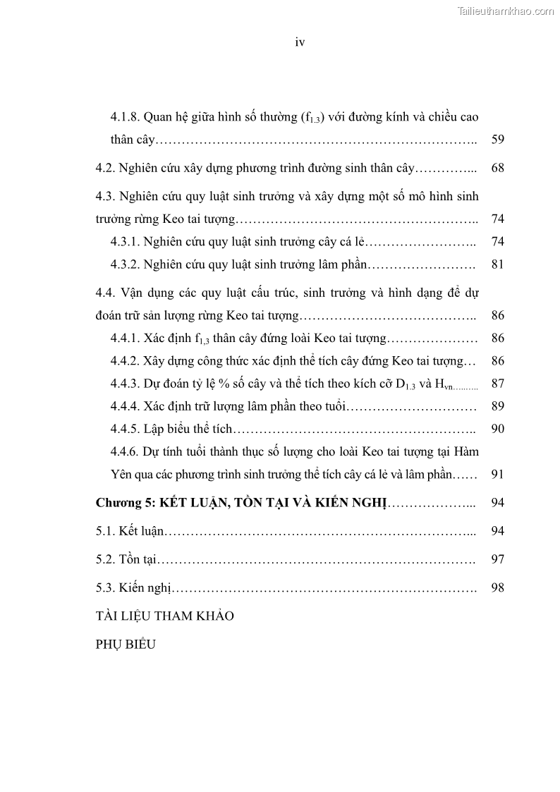 Luận văn thạc sĩ khoa học lâm nghiệp Xây dựng các mô hình cấu trúc, sinh trưởng và hình dạng thân cây làm cơ sở đề xuất các phương pháp xác định trữ lượng, sản lượng cho lâm phần keo tai tượng Acacia mangium tại khu vực Hàm Yên – Tuyên Quang - 1 Trang 6
