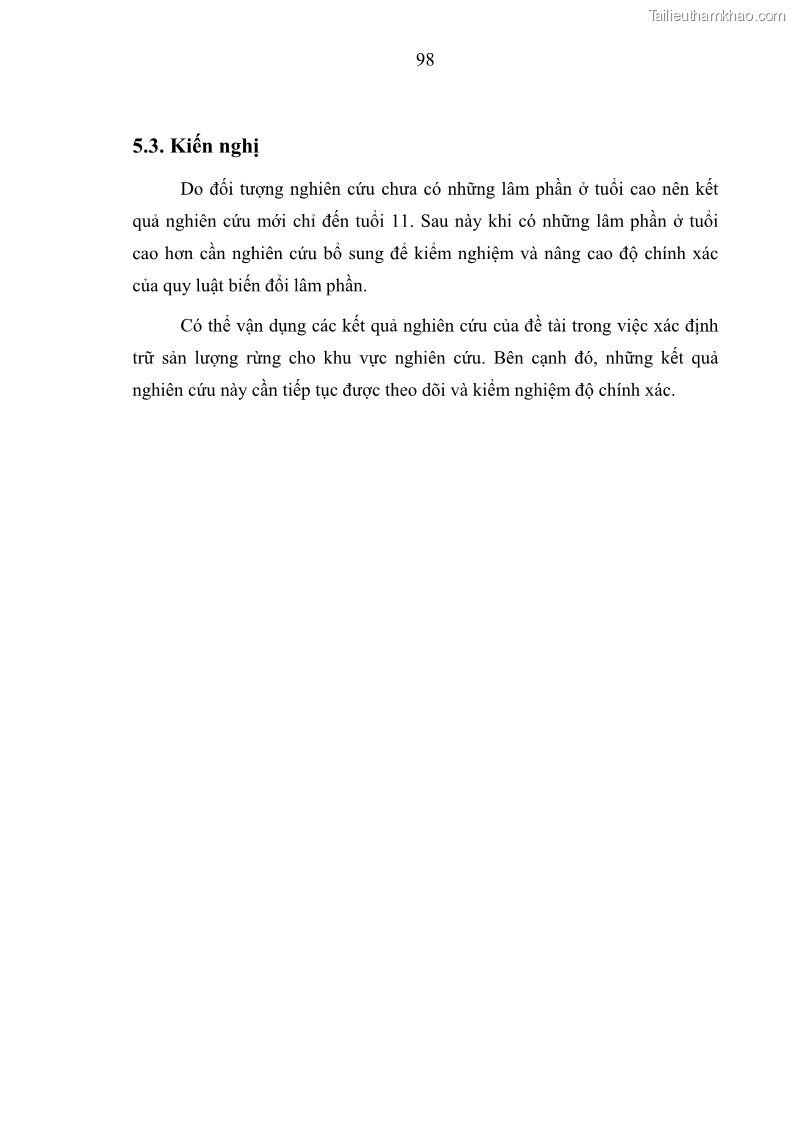 Luận văn thạc sĩ khoa học lâm nghiệp Xây dựng các mô hình cấu trúc, sinh trưởng và hình dạng thân cây làm cơ sở đề xuất các phương pháp xác định trữ lượng, sản lượng cho lâm phần keo tai tượng Acacia mangium tại khu vực Hàm Yên – Tuyên Quang - 10 Trang 110
