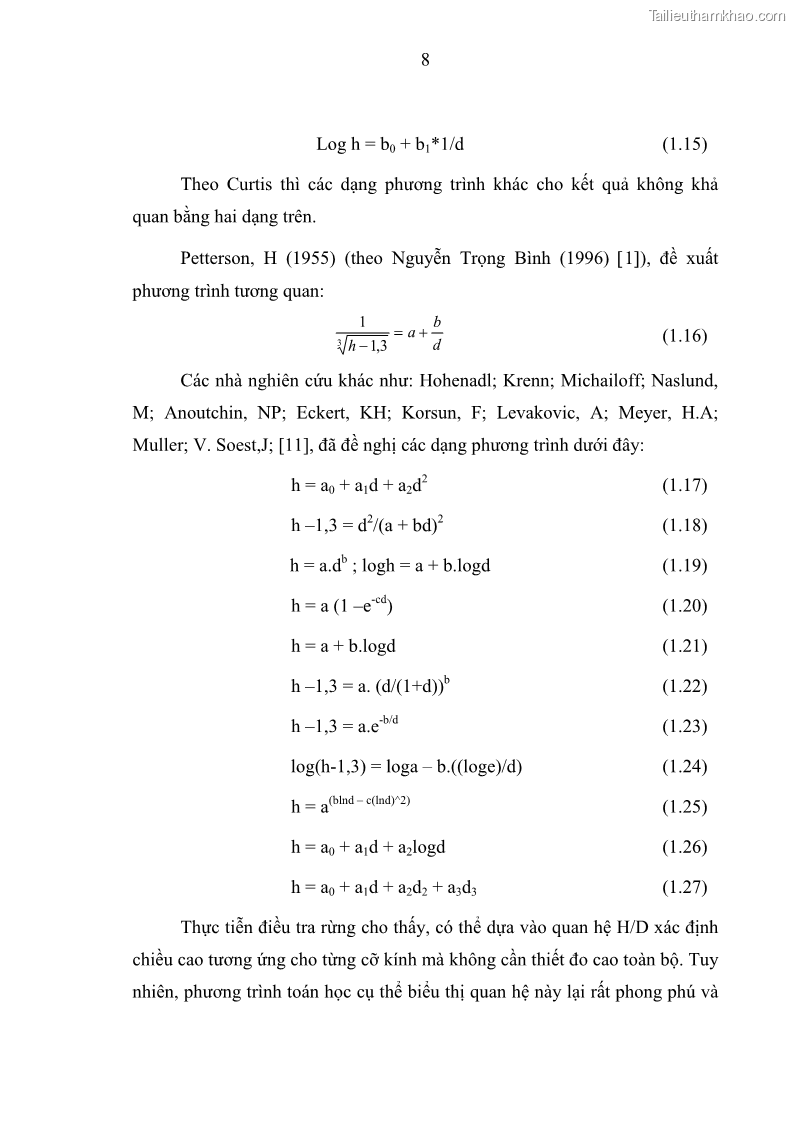 Luận văn thạc sĩ khoa học lâm nghiệp Xây dựng các mô hình cấu trúc, sinh trưởng và hình dạng thân cây làm cơ sở đề xuất các phương pháp xác định trữ lượng, sản lượng cho lâm phần keo tai tượng Acacia mangium tại khu vực Hàm Yên – Tuyên Quang - 2 Trang 20