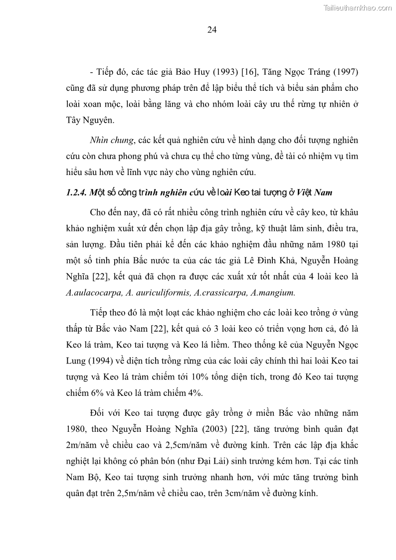 Luận văn thạc sĩ khoa học lâm nghiệp Xây dựng các mô hình cấu trúc, sinh trưởng và hình dạng thân cây làm cơ sở đề xuất các phương pháp xác định trữ lượng, sản lượng cho lâm phần keo tai tượng Acacia mangium tại khu vực Hàm Yên – Tuyên Quang - 3 Trang 36