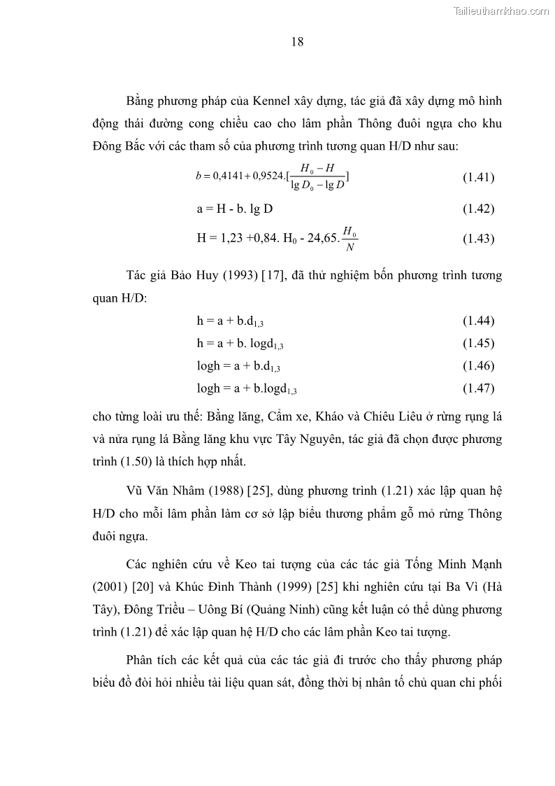 Luận văn thạc sĩ khoa học lâm nghiệp Xây dựng các mô hình cấu trúc, sinh trưởng và hình dạng thân cây làm cơ sở đề xuất các phương pháp xác định trữ lượng, sản lượng cho lâm phần keo tai tượng Acacia mangium tại khu vực Hàm Yên – Tuyên Quang - 3 Trang 30