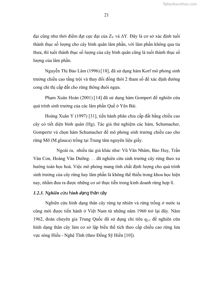 Luận văn thạc sĩ khoa học lâm nghiệp Xây dựng các mô hình cấu trúc, sinh trưởng và hình dạng thân cây làm cơ sở đề xuất các phương pháp xác định trữ lượng, sản lượng cho lâm phần keo tai tượng Acacia mangium tại khu vực Hàm Yên – Tuyên Quang - 3 Trang 33