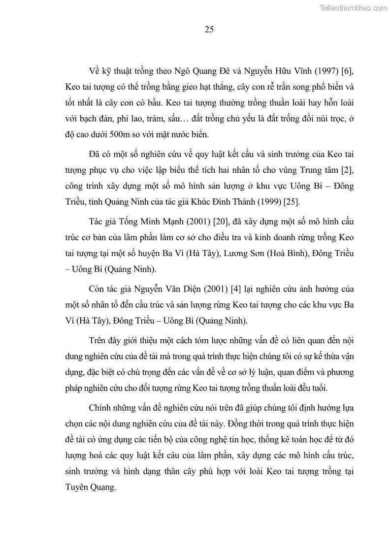 Luận văn thạc sĩ khoa học lâm nghiệp Xây dựng các mô hình cấu trúc, sinh trưởng và hình dạng thân cây làm cơ sở đề xuất các phương pháp xác định trữ lượng, sản lượng cho lâm phần keo tai tượng Acacia mangium tại khu vực Hàm Yên – Tuyên Quang - 4 Trang 37