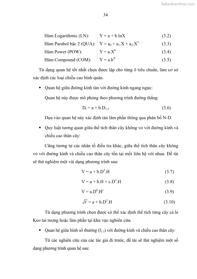 Luận văn thạc sĩ khoa học lâm nghiệp Xây dựng các mô hình cấu trúc, sinh trưởng và hình dạng thân cây làm cơ sở đề xuất các phương pháp xác định trữ lượng, sản lượng cho lâm phần keo tai tượng Acacia mangium tại khu vực Hàm Yên – Tuyên Quang - 4 Trang 46