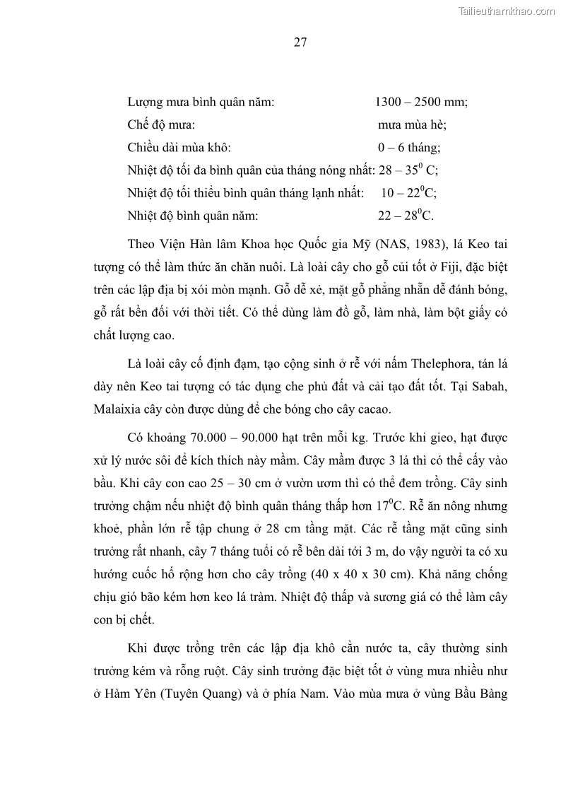 Luận văn thạc sĩ khoa học lâm nghiệp Xây dựng các mô hình cấu trúc, sinh trưởng và hình dạng thân cây làm cơ sở đề xuất các phương pháp xác định trữ lượng, sản lượng cho lâm phần keo tai tượng Acacia mangium tại khu vực Hàm Yên – Tuyên Quang - 4 Trang 39