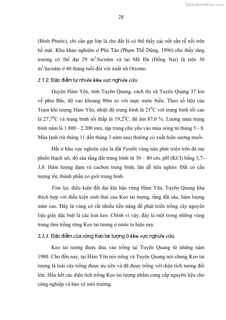 Luận văn thạc sĩ khoa học lâm nghiệp Xây dựng các mô hình cấu trúc, sinh trưởng và hình dạng thân cây làm cơ sở đề xuất các phương pháp xác định trữ lượng, sản lượng cho lâm phần keo tai tượng Acacia mangium tại khu vực Hàm Yên – Tuyên Quang - 4 Trang 40