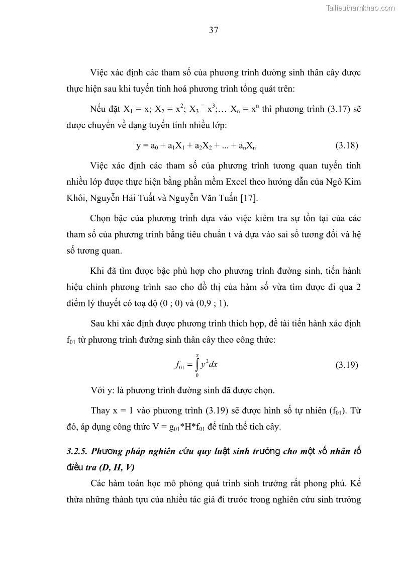 Luận văn thạc sĩ khoa học lâm nghiệp Xây dựng các mô hình cấu trúc, sinh trưởng và hình dạng thân cây làm cơ sở đề xuất các phương pháp xác định trữ lượng, sản lượng cho lâm phần keo tai tượng Acacia mangium tại khu vực Hàm Yên – Tuyên Quang - 5 Trang 49