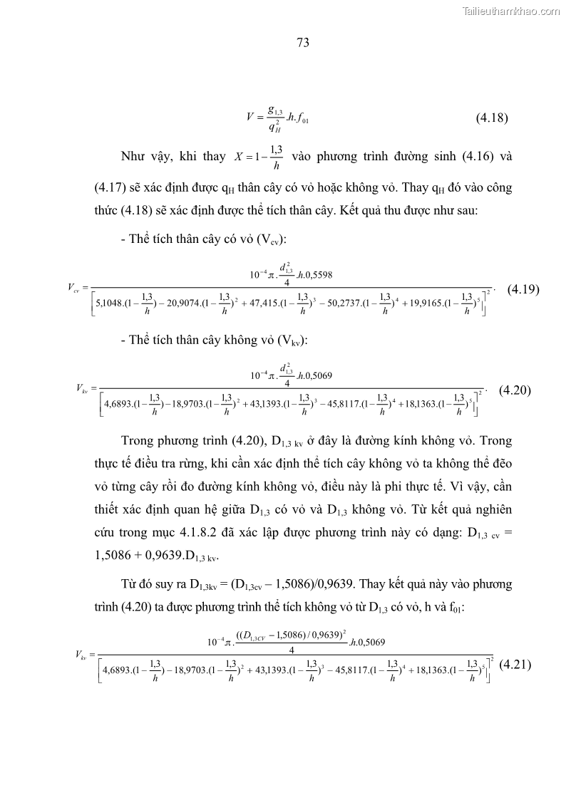 Luận văn thạc sĩ khoa học lâm nghiệp Xây dựng các mô hình cấu trúc, sinh trưởng và hình dạng thân cây làm cơ sở đề xuất các phương pháp xác định trữ lượng, sản lượng cho lâm phần keo tai tượng Acacia mangium tại khu vực Hàm Yên – Tuyên Quang - 8 Trang 85