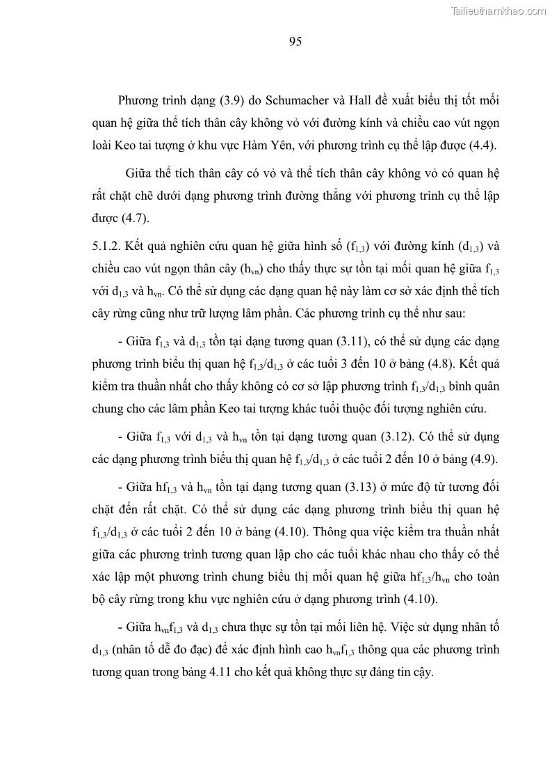 Luận văn thạc sĩ khoa học lâm nghiệp Xây dựng các mô hình cấu trúc, sinh trưởng và hình dạng thân cây làm cơ sở đề xuất các phương pháp xác định trữ lượng, sản lượng cho lâm phần keo tai tượng Acacia mangium tại khu vực Hàm Yên – Tuyên Quang - 9 Trang 107