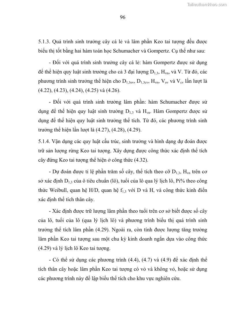 Luận văn thạc sĩ khoa học lâm nghiệp Xây dựng các mô hình cấu trúc, sinh trưởng và hình dạng thân cây làm cơ sở đề xuất các phương pháp xác định trữ lượng, sản lượng cho lâm phần keo tai tượng Acacia mangium tại khu vực Hàm Yên – Tuyên Quang - 9 Trang 108