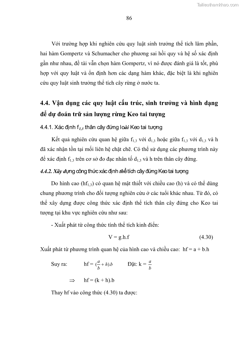 Luận văn thạc sĩ khoa học lâm nghiệp Xây dựng các mô hình cấu trúc, sinh trưởng và hình dạng thân cây làm cơ sở đề xuất các phương pháp xác định trữ lượng, sản lượng cho lâm phần keo tai tượng Acacia mangium tại khu vực Hàm Yên – Tuyên Quang - 9 Trang 98