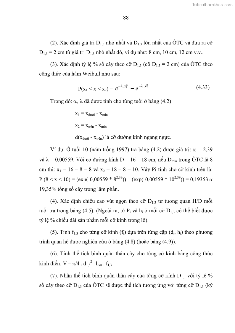 Luận văn thạc sĩ khoa học lâm nghiệp Xây dựng các mô hình cấu trúc, sinh trưởng và hình dạng thân cây làm cơ sở đề xuất các phương pháp xác định trữ lượng, sản lượng cho lâm phần keo tai tượng Acacia mangium tại khu vực Hàm Yên – Tuyên Quang - 9 Trang 100