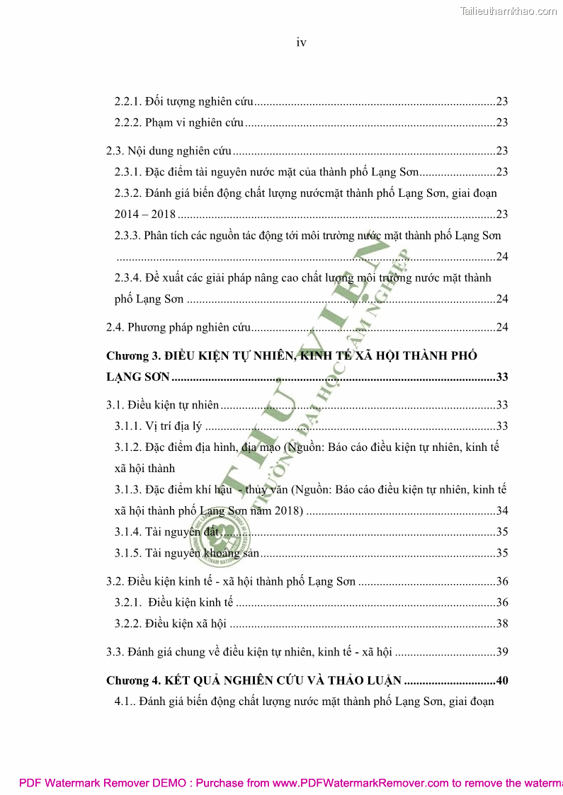 Luận văn thạc sĩ khoa học môi trường Đánh giá biến động chất lượng môi trường nước mặt của thành phố Lạng Sơn, tỉnh Lạng Sơn, giai đoạn 2014 - 2018 - 1 Trang 5