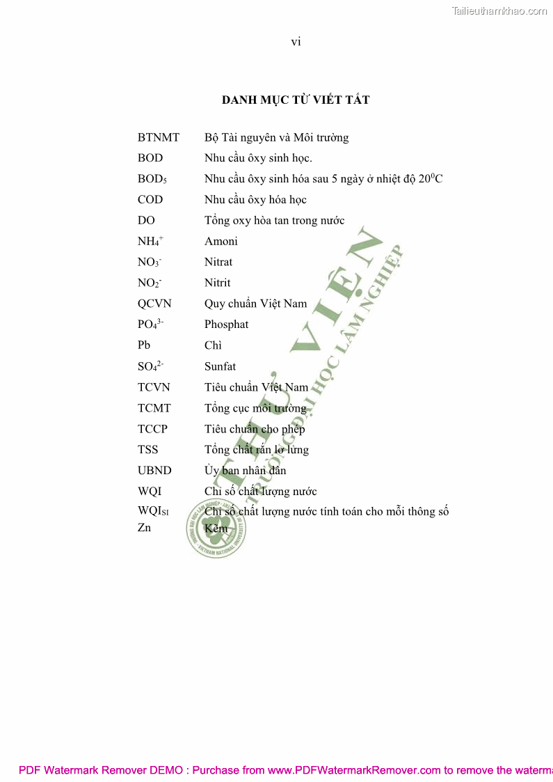 Luận văn thạc sĩ khoa học môi trường Đánh giá biến động chất lượng môi trường nước mặt của thành phố Lạng Sơn, tỉnh Lạng Sơn, giai đoạn 2014 - 2018 - 1 Trang 7