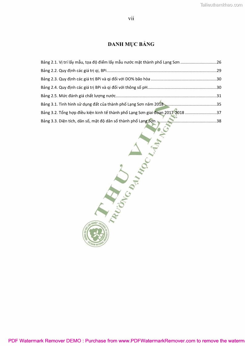 Luận văn thạc sĩ khoa học môi trường Đánh giá biến động chất lượng môi trường nước mặt của thành phố Lạng Sơn, tỉnh Lạng Sơn, giai đoạn 2014 - 2018 - 1 Trang 8