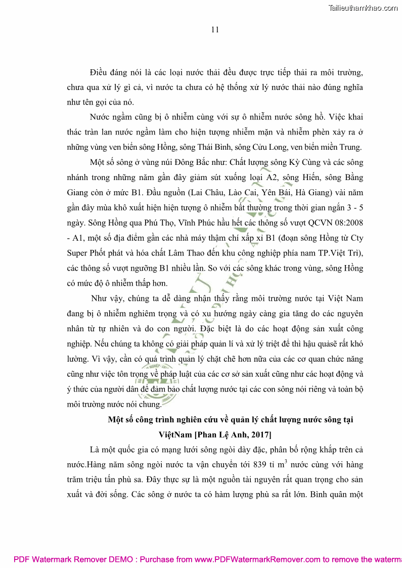 Luận văn thạc sĩ khoa học môi trường Đánh giá biến động chất lượng môi trường nước mặt của thành phố Lạng Sơn, tỉnh Lạng Sơn, giai đoạn 2014 - 2018 - 2 Trang 22