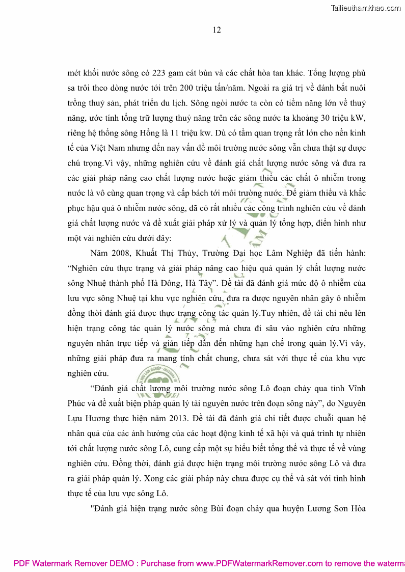 Luận văn thạc sĩ khoa học môi trường Đánh giá biến động chất lượng môi trường nước mặt của thành phố Lạng Sơn, tỉnh Lạng Sơn, giai đoạn 2014 - 2018 - 2 Trang 23