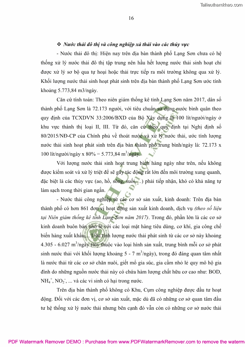 Luận văn thạc sĩ khoa học môi trường Đánh giá biến động chất lượng môi trường nước mặt của thành phố Lạng Sơn, tỉnh Lạng Sơn, giai đoạn 2014 - 2018 - 3 Trang 27