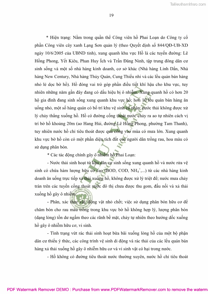 Luận văn thạc sĩ khoa học môi trường Đánh giá biến động chất lượng môi trường nước mặt của thành phố Lạng Sơn, tỉnh Lạng Sơn, giai đoạn 2014 - 2018 - 3 Trang 30